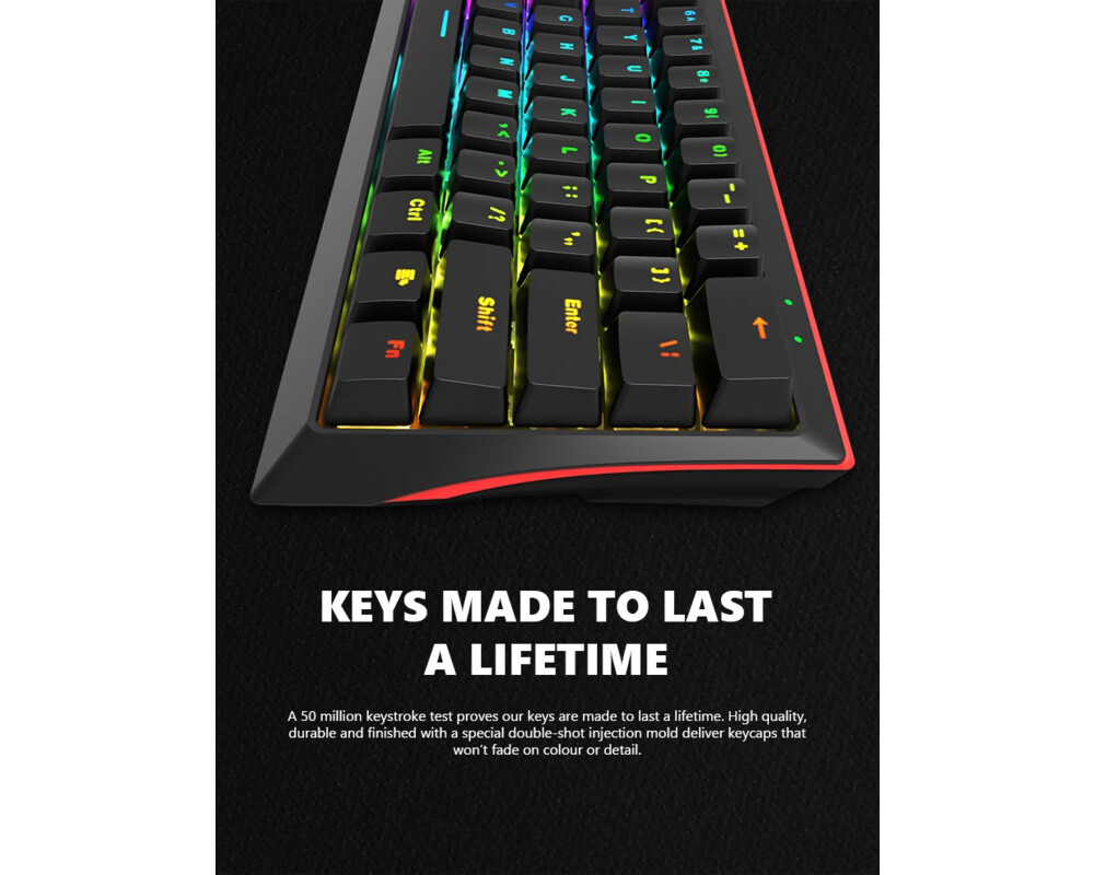 Клавиатура Marvo геймърска клавиатура Gaming Mechanical keyboard 61 keys TKL - KG962G - RED switches 8