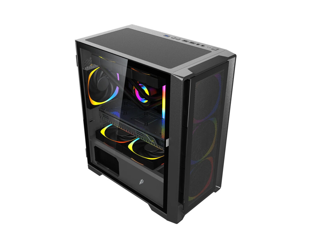 Кутия 1stPlayer mATX - TRILOBITE T4 Mesh Black 2