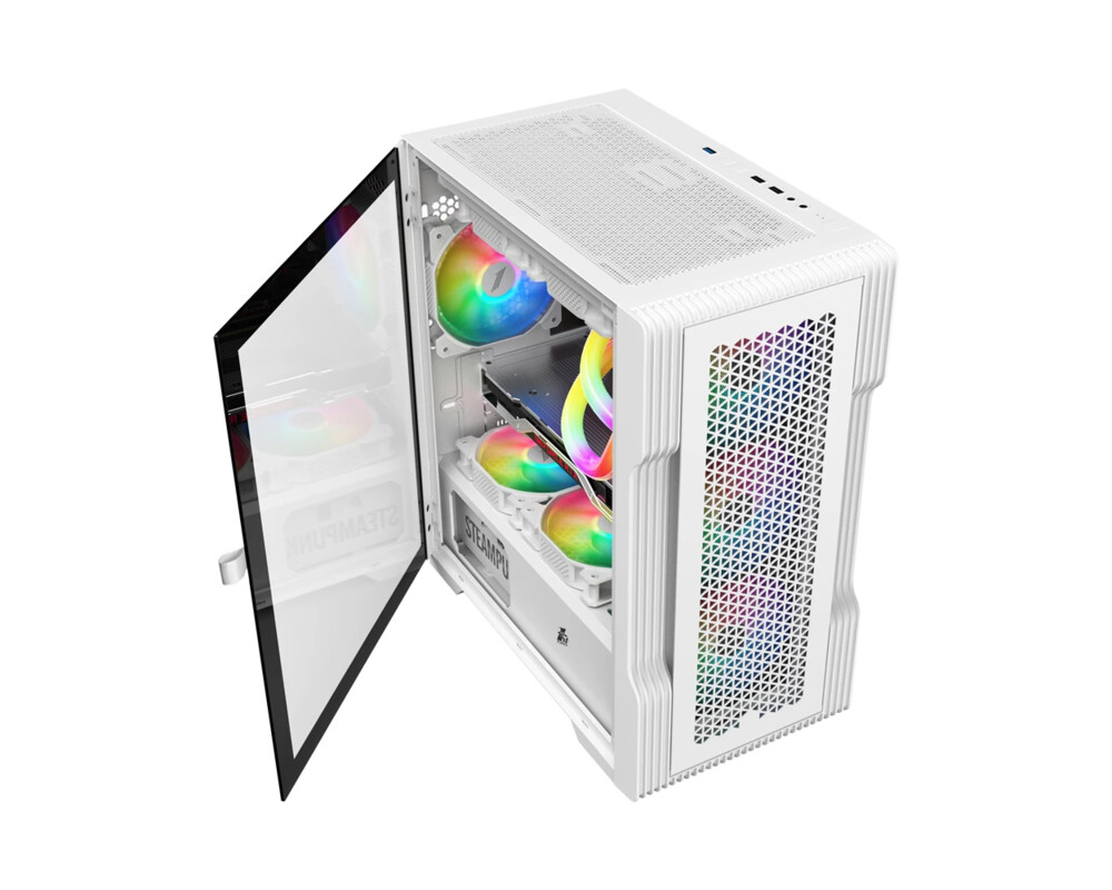 Кутия 1stPlayer mATX - TRILOBITE T3 Mesh White 4