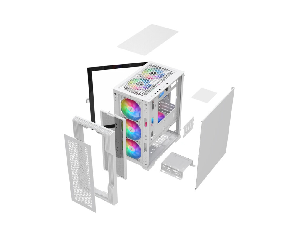 Кутия 1stPlayer mATX - TRILOBITE T3 Mesh White 10
