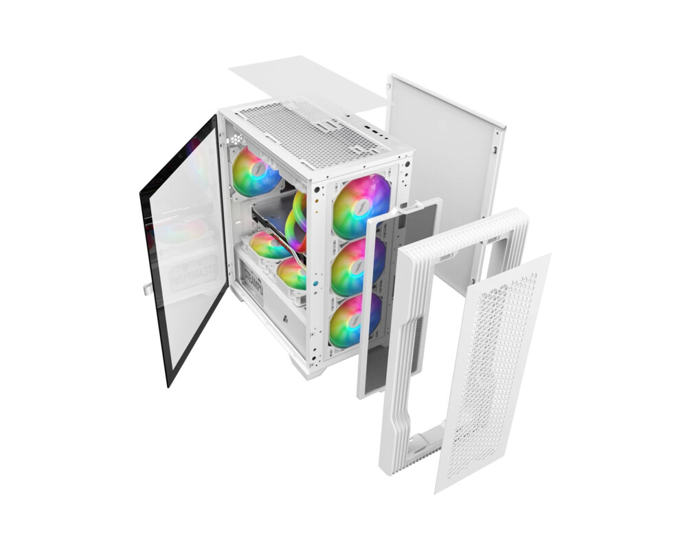 Кутия 1stPlayer mATX - TRILOBITE T3 Mesh White 11