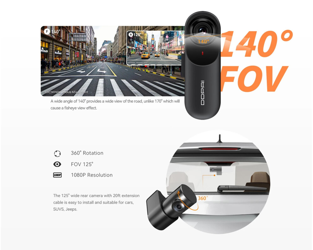 Видеорегистратор DDPAI Dash Cam Set Mola N3 PRO GPS 11