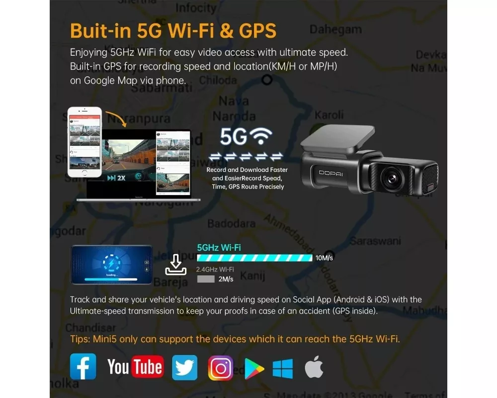 Видеорегистратор DDPAI Dash Cam MINI5 64GB 7