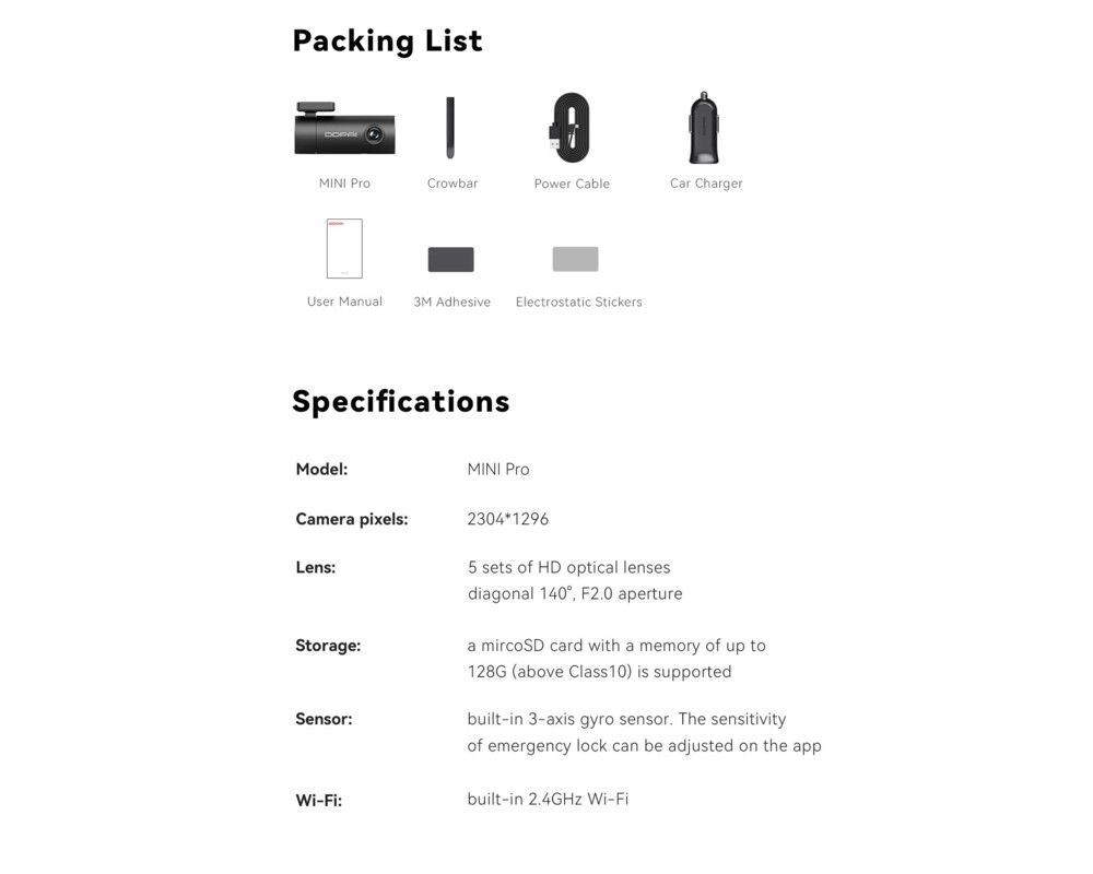 Видеорегистратор DDPAI Dash Cam MINI PRO 13