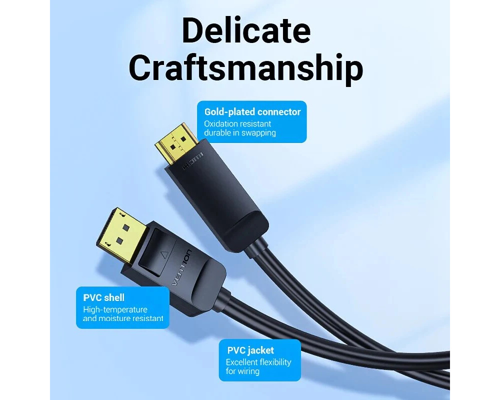 Кабел Vention кабел Cable DisplayPort to HDMI 3.0m - 4K 6