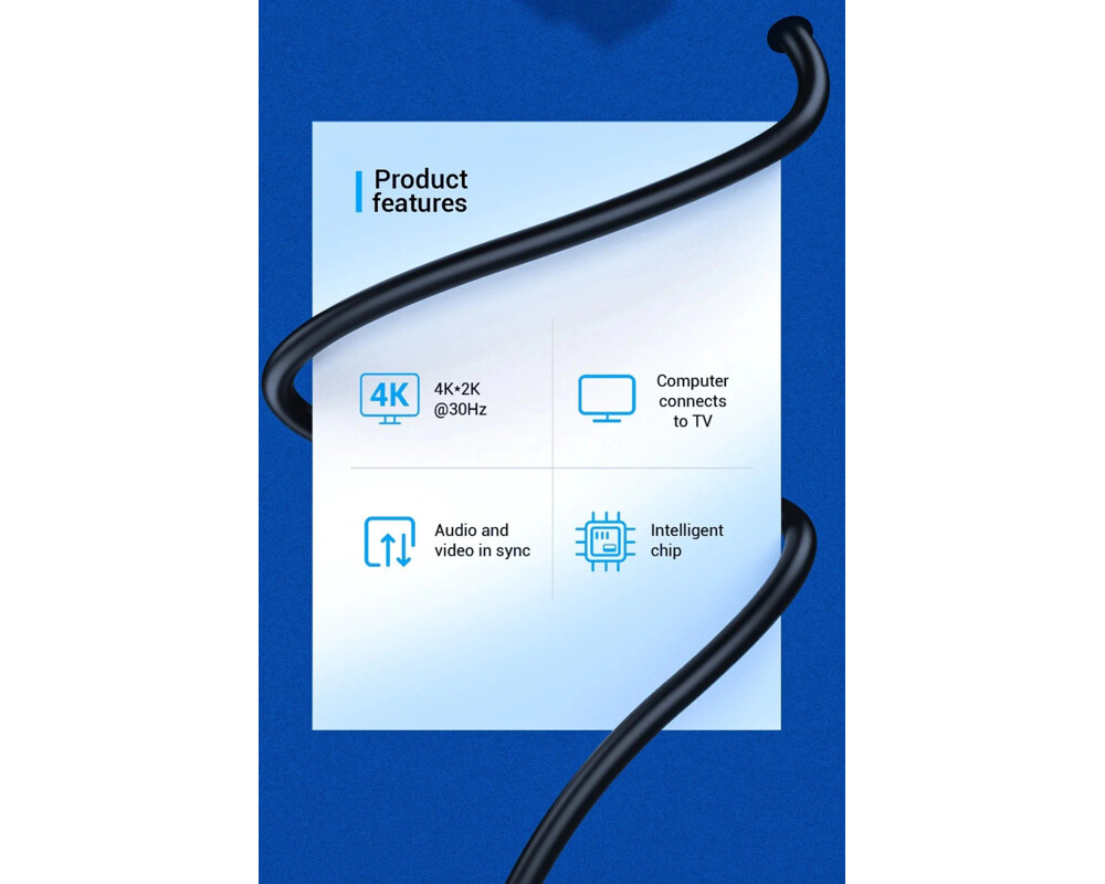 Кабел Vention кабел Cable DisplayPort to HDMI 3.0m - 4K 4