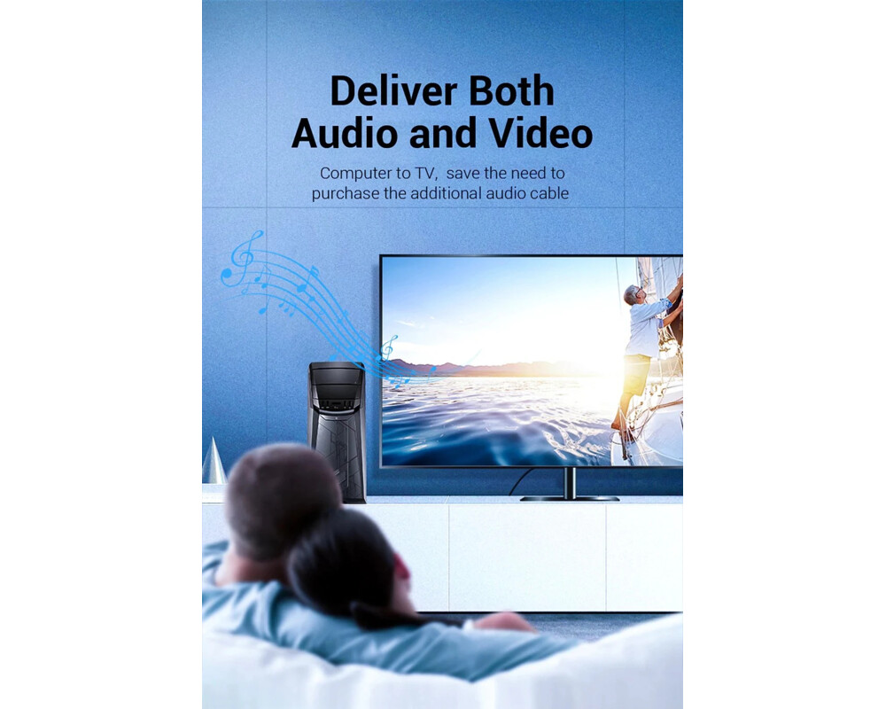 Кабел Vention кабел Cable DisplayPort to HDMI 3.0m - 4K 7