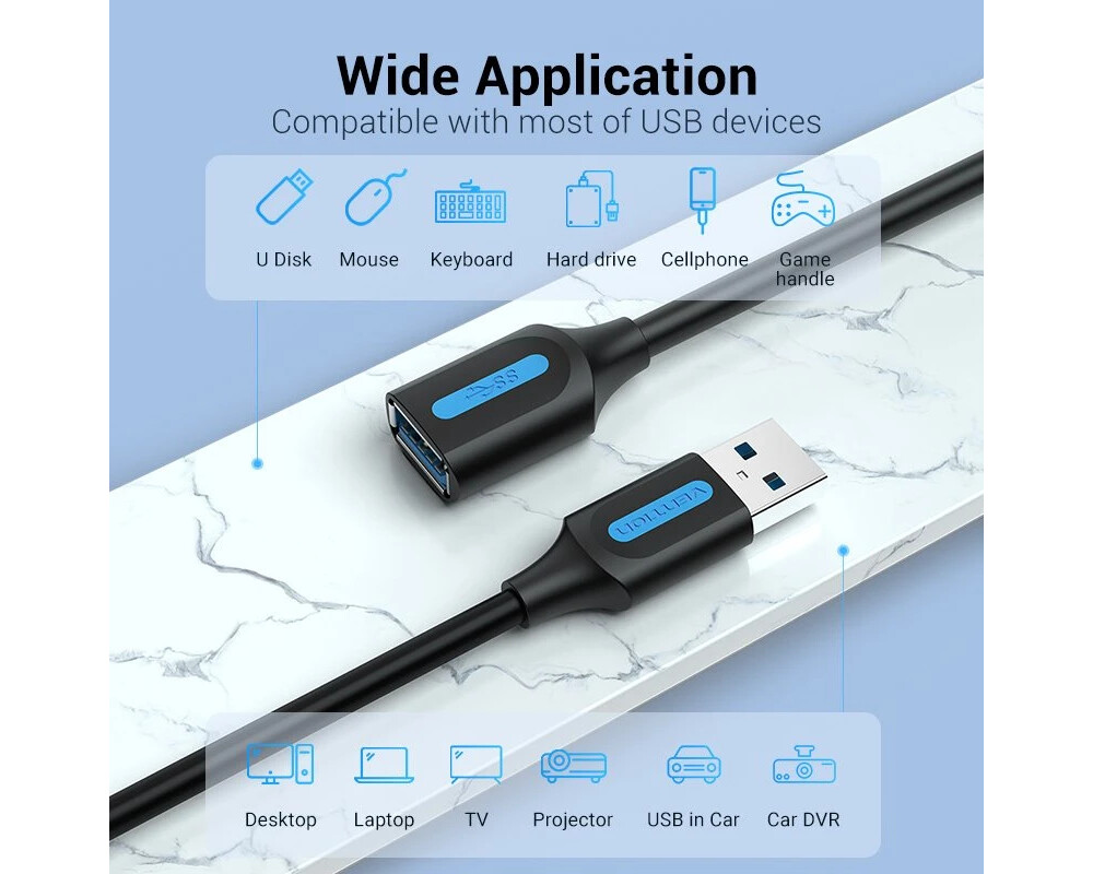 Кабел Vention Кабел USB 3.0  Extension AM / AF... 3