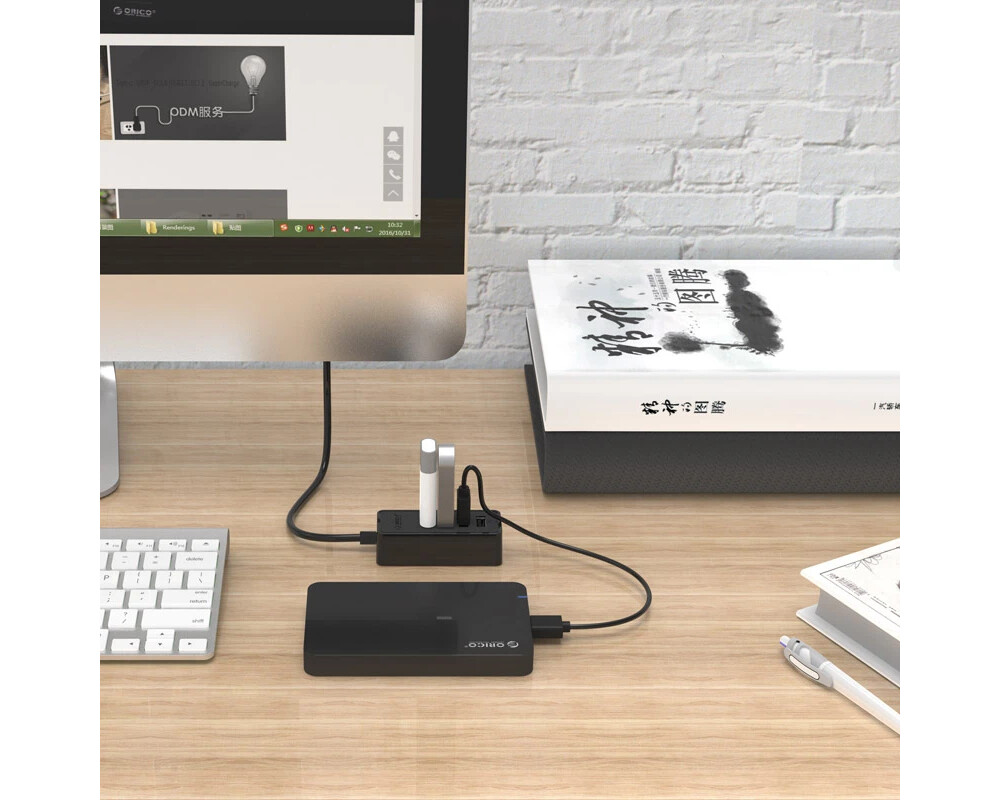 USB хъб Orico USB2.0 HUB 4 port - USB/Micro USB input 5
