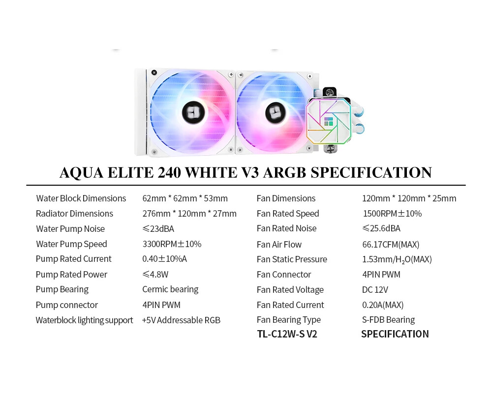Охладител за процесор Thermalright Aqua Elite 240 White A-RGB... 14