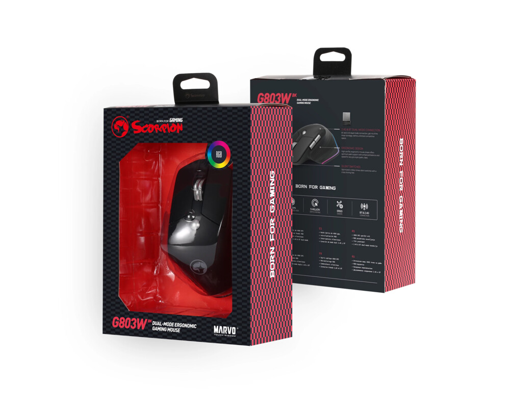 Мишка Marvo безжична Wireless Gaming Mouse Duke 55 G803 BK - 4000dpi 7