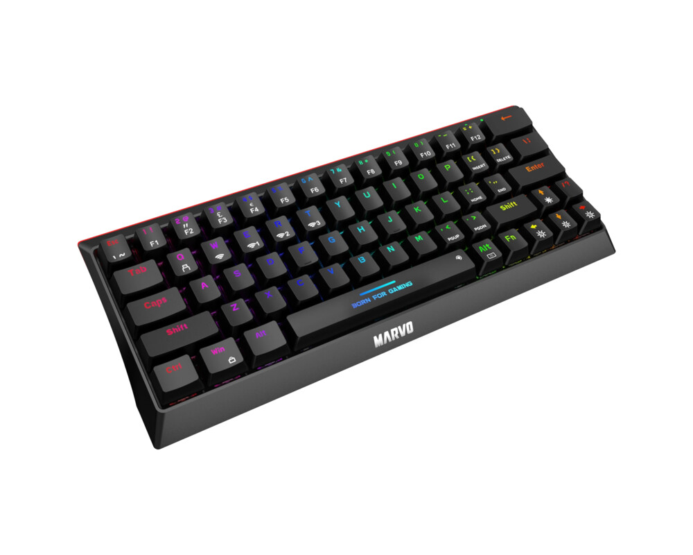 Клавиатура Marvo безжична механична геймърска клавиатура Wireless Gaming Mechanical keyboard Hecate 61WR Black - KG962W-R - Bluetooth 5.0 6