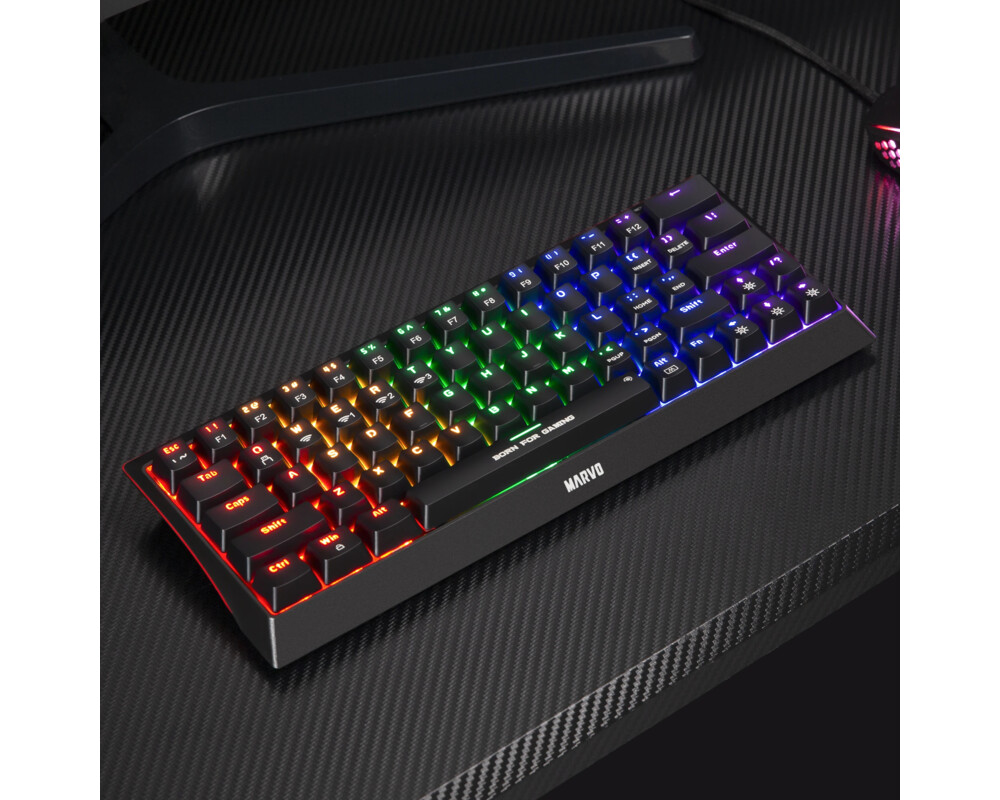 Клавиатура Marvo безжична механична геймърска клавиатура Wireless Gaming Mechanical keyboard Hecate 61WR Black - KG962W-R - Bluetooth 5.0 8