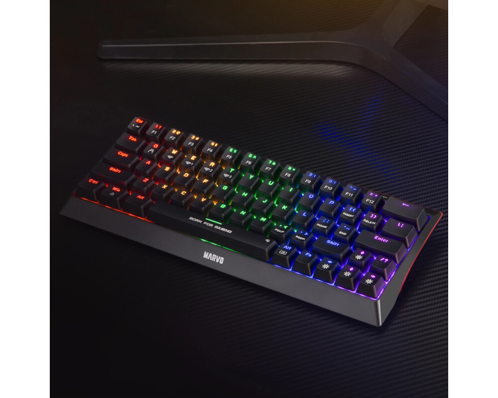 Клавиатура Marvo безжична механична геймърска клавиатура Wireless Gaming Mechanical keyboard Hecate 61WR Black - KG962W-R - Bluetooth 5.0 7