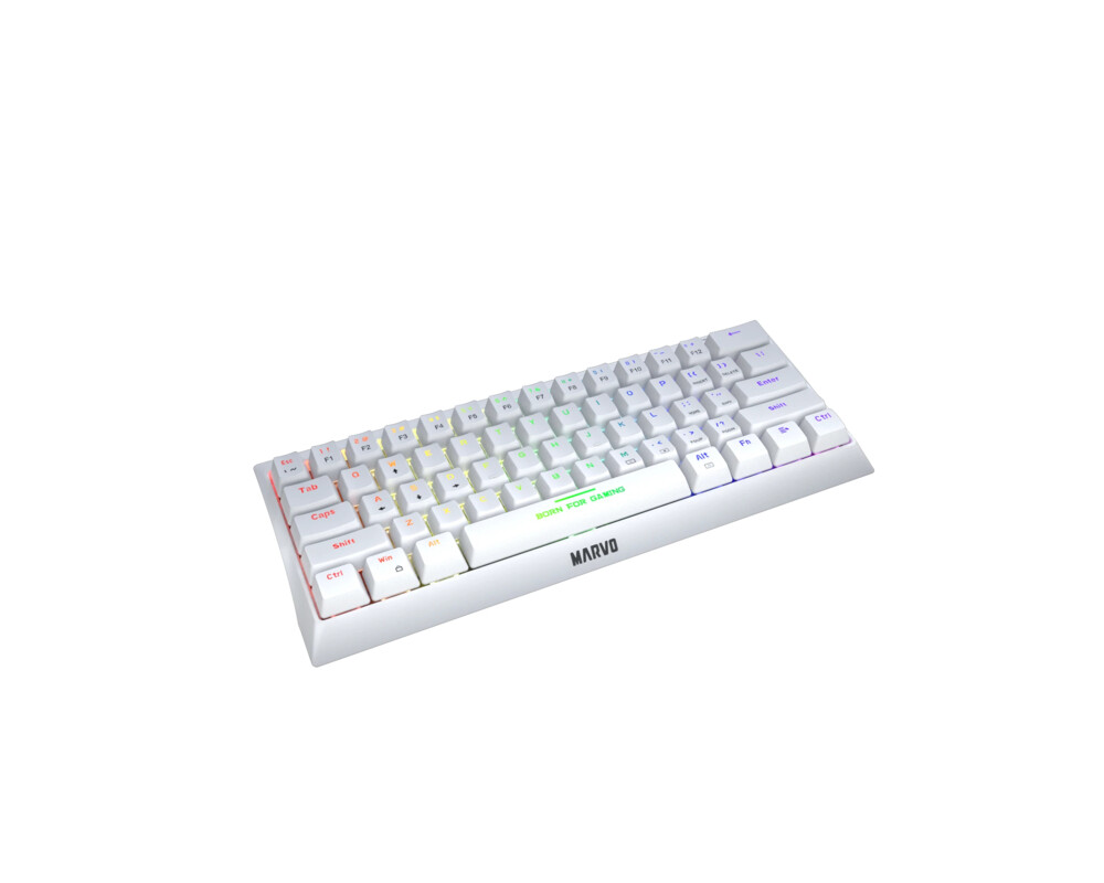Клавиатура Marvo геймърска клавиатура Gaming Mechanical keyboard 61 keys TKL Hecate 61R WH - KG962G White - RED switches 2