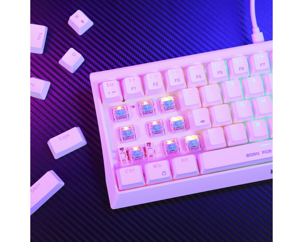 Клавиатура Marvo геймърска клавиатура Gaming Mechanical keyboard 61 keys TKL Hecate 61R WH - KG962G White - RED switches 10