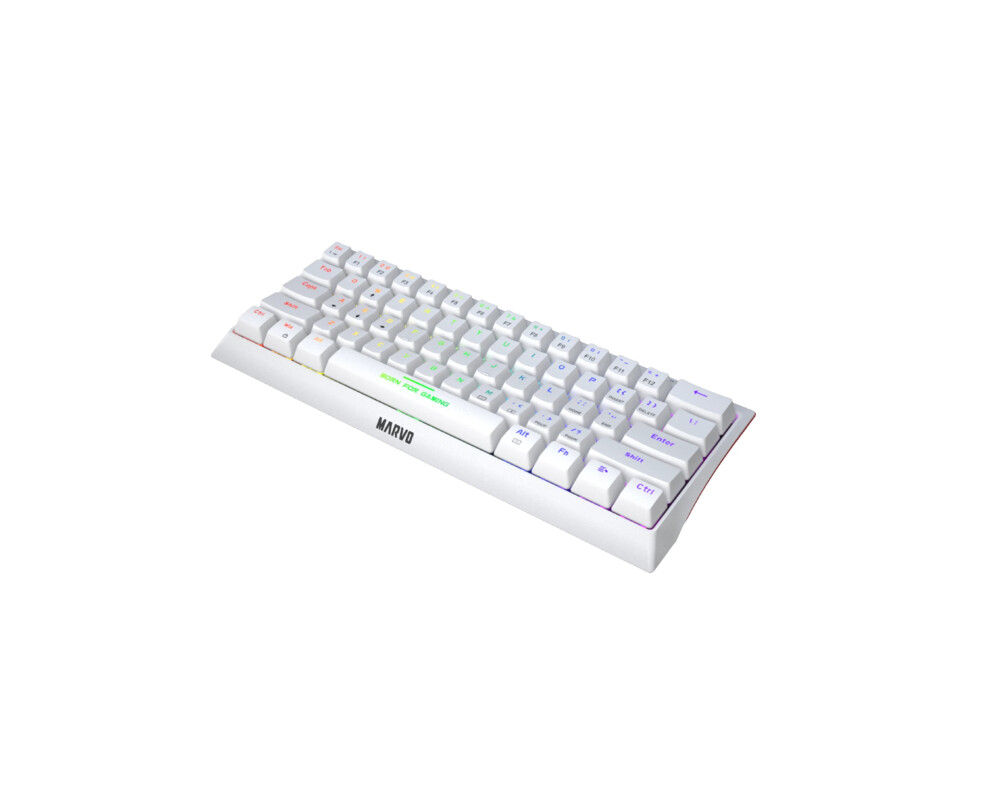 Клавиатура Marvo геймърска клавиатура Gaming Mechanical keyboard 61 keys TKL Hecate 61R WH - KG962G White - RED switches 4