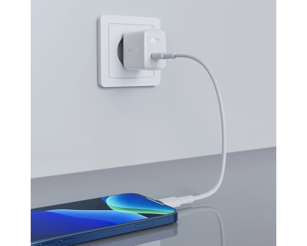 Зарядно Acefast Универсално за стена Charger Wall GaN PD30W - A21 - USB-C x 1 3