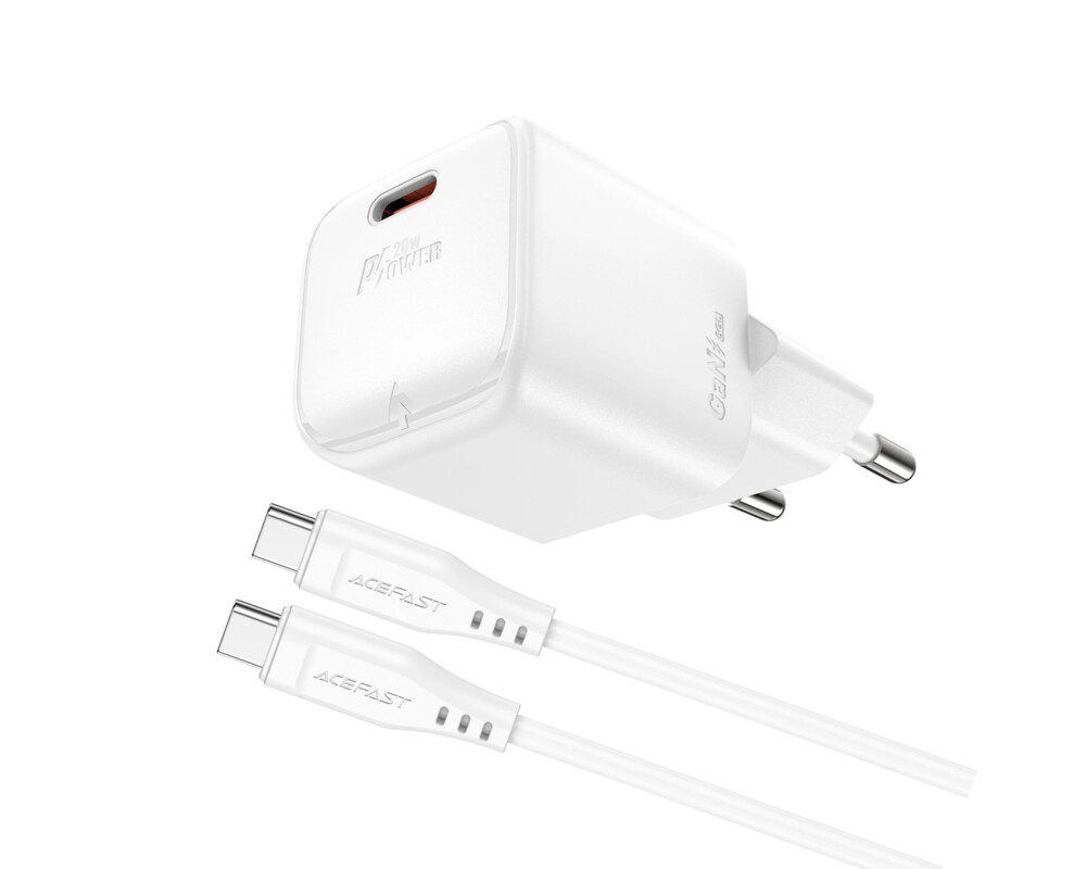 Зарядно Acefast Универсално за стена Charger Wall GaN PD20W - A73 Mini with 1.2m cable - USB-C x 1 2