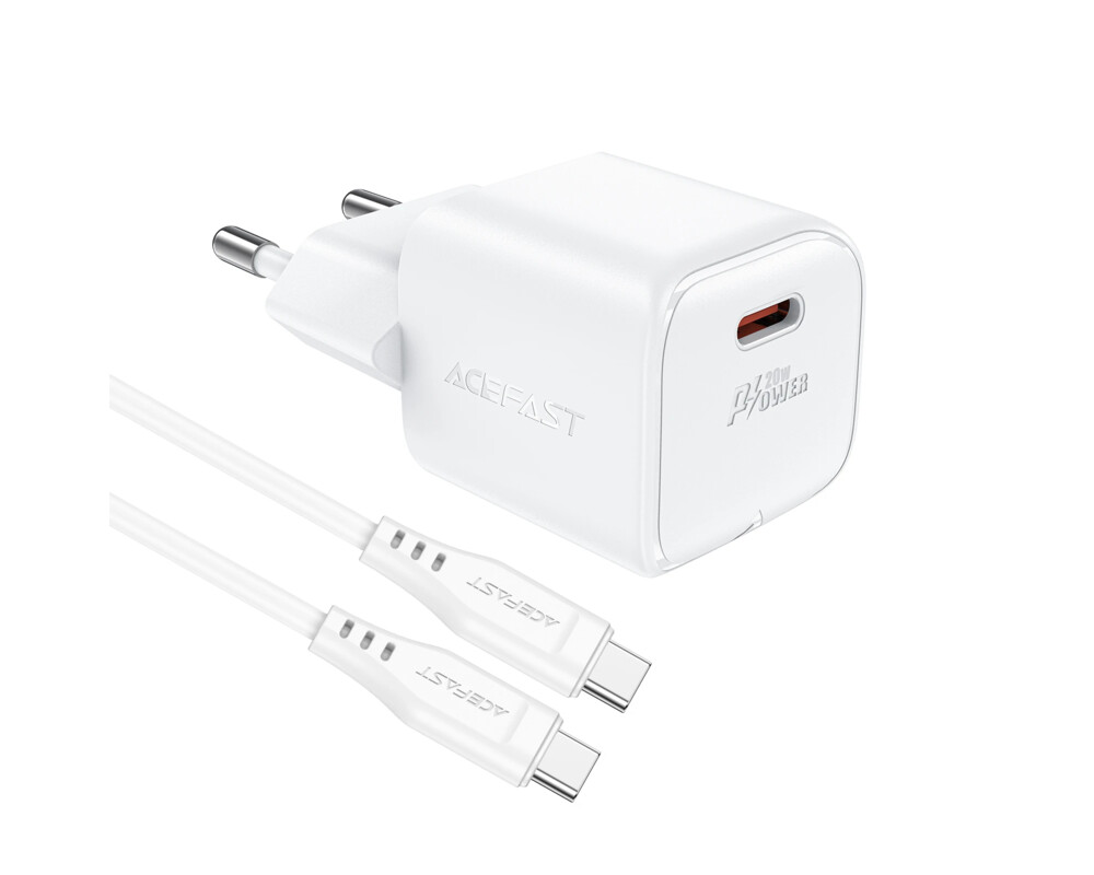 Зарядно Acefast Универсално за стена Charger Wall GaN PD20W - A73 Mini with 1.2m cable - USB-C x 1 4