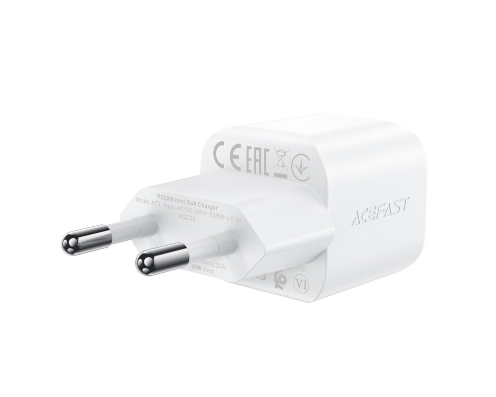 Зарядно Acefast Универсално за стена Charger Wall GaN PD20W - A73 Mini with 1.2m cable - USB-C x 1 3