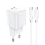<span>Зарядно</span> Acefast Универсално за стена Charger Wall GaN PD20W - A73 Mini with 1.2m cable - USB-C x 1 <span class='catalog-num-in-name'>ACEFAST-A73-MINI-WH-SET</span> - 
