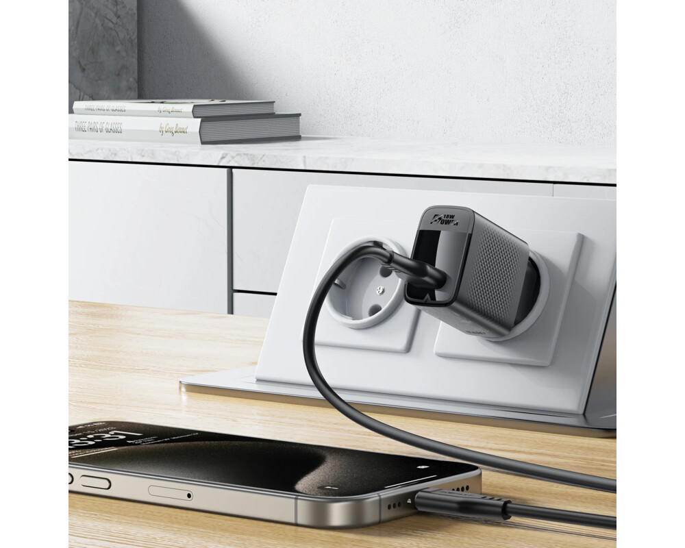 Зарядно Acefast Универсално за стена Charger Wall GaN Quick Charge 18W - A90 with 1.2m cable - USB-A x 1 7