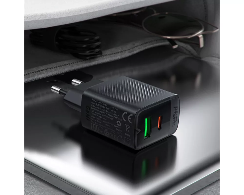 Зарядно Acefast Универсално за стена Charger Wall GaN PD 20W - A78 - USB-C x 1 6