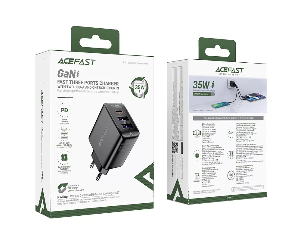 Зарядно Acefast Универсално за стена Charger Wall GaN PD 35W - A57 - USB-C x 1 7