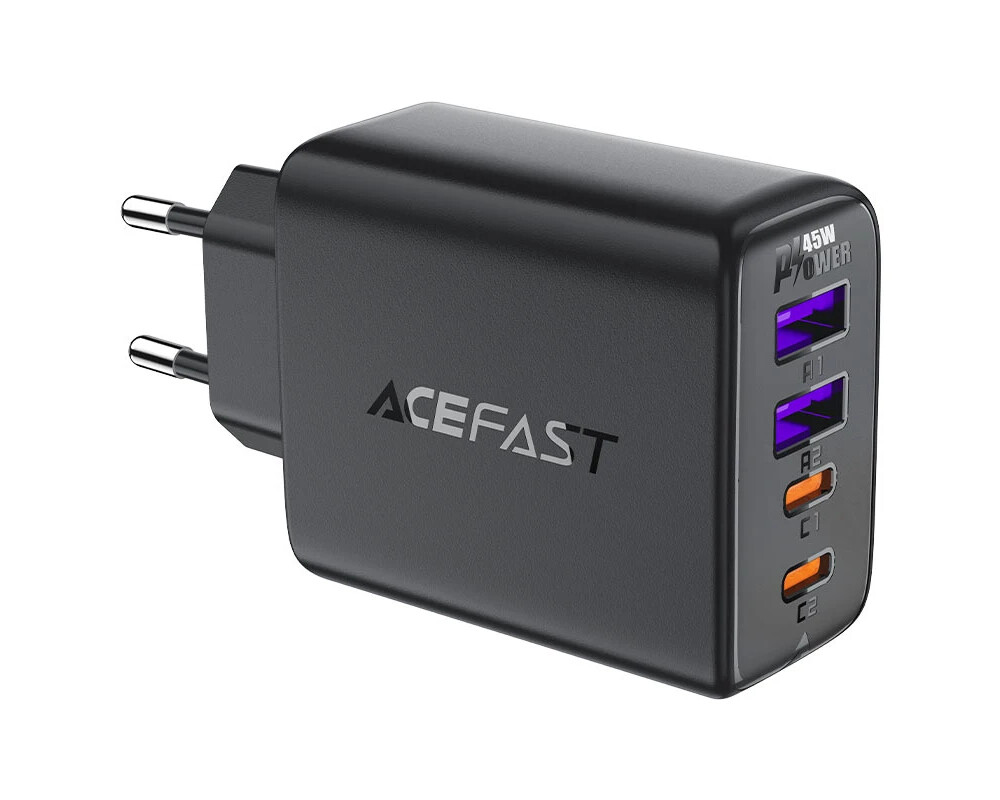 Зарядно Acefast Универсално за стена Charger Wall GaN PD45W - A61 - USB-C x 2 2