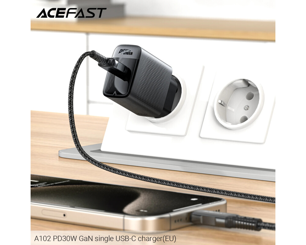 Зарядно Acefast Универсално за стена Charger Wall GaN PD30W - A102 - USB-C x 1 5