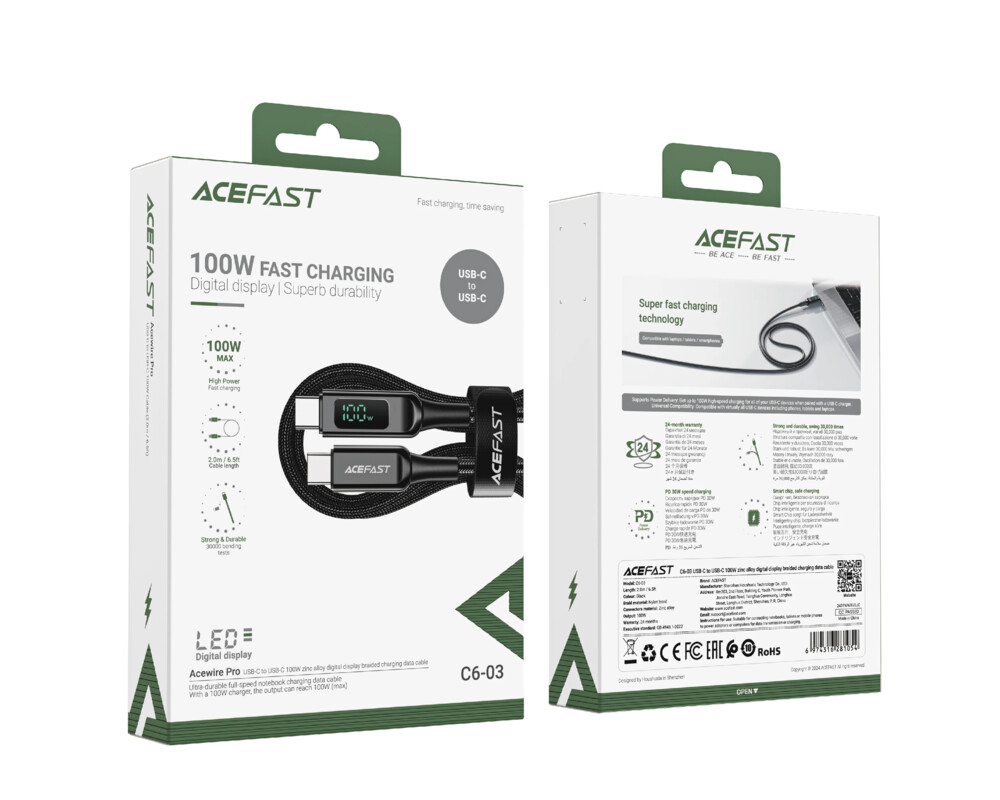 Кабел Acefast Кабел USB-C to USB-C Cable 100W... 4