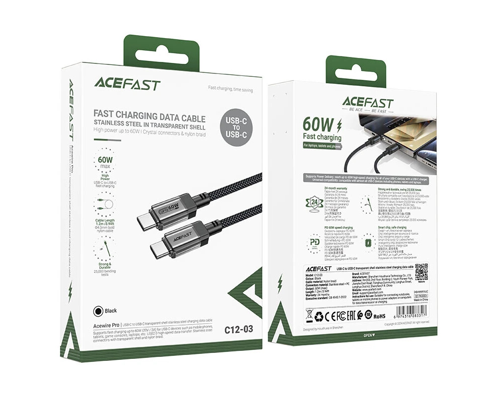 Кабел Acefast Кабел USB-C to USB-C Cable 60W S... 6