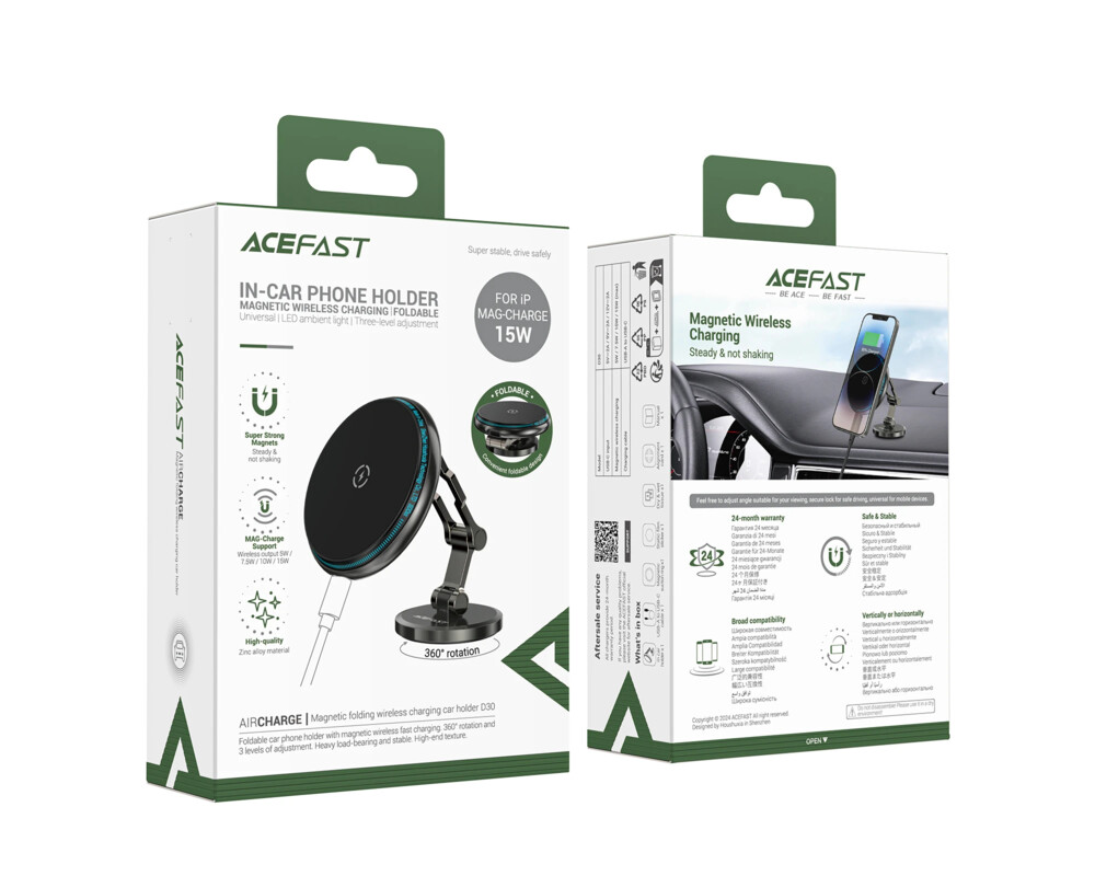 Стойка Acefast Зареждаща Car phone holder - MAG-Charging 15W 7