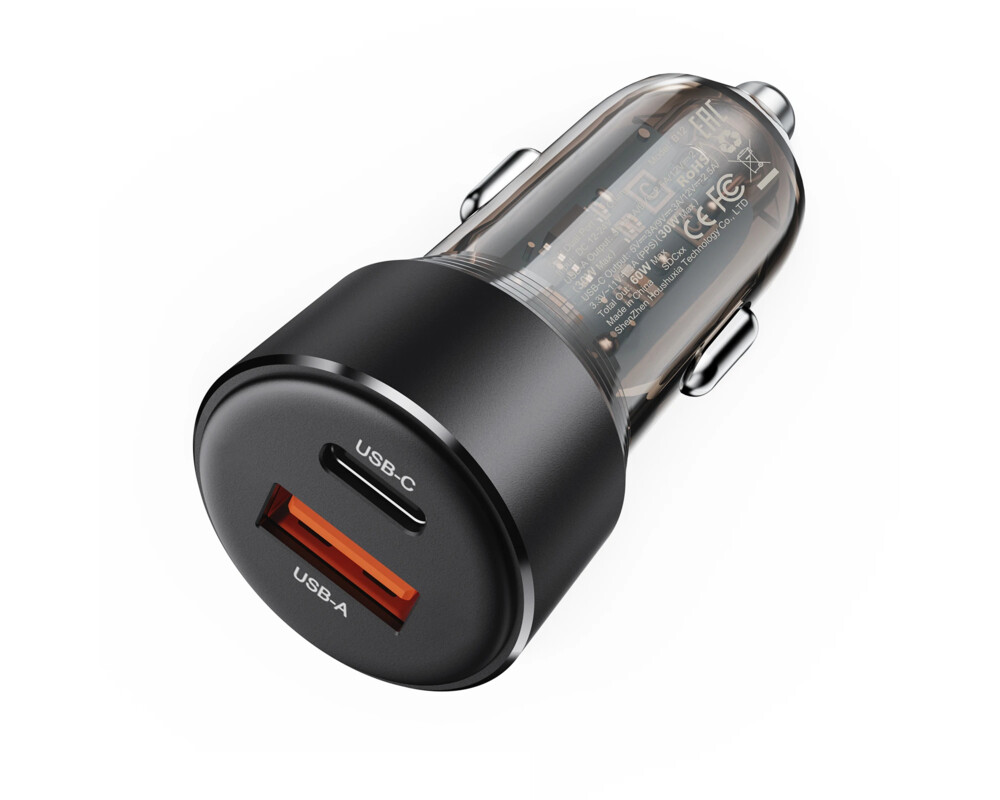Зарядно Acefast Fast Charger Car PD3.0 60W - B12 - USB-C x 1 3