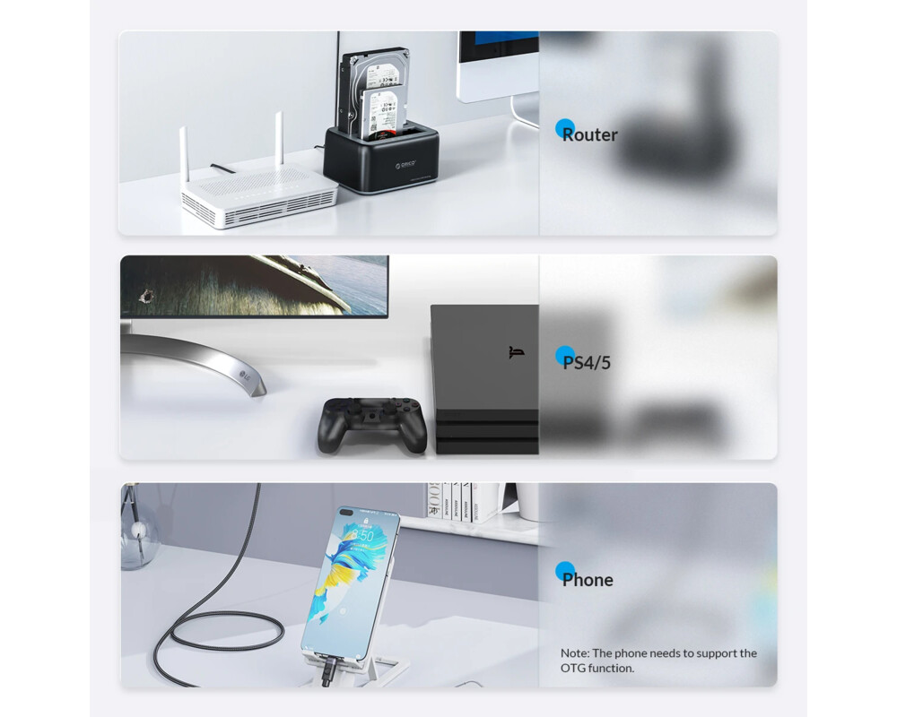 Аксесоар за съхранение Orico докинг станция Storage - HDD/SSD D... 13