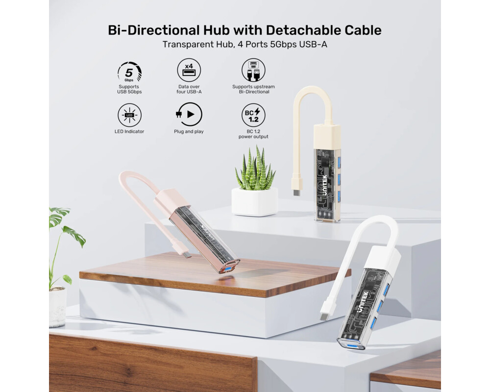 USB хъб Unitek USB-C/USB-A 3.0 HUB 4 port 5