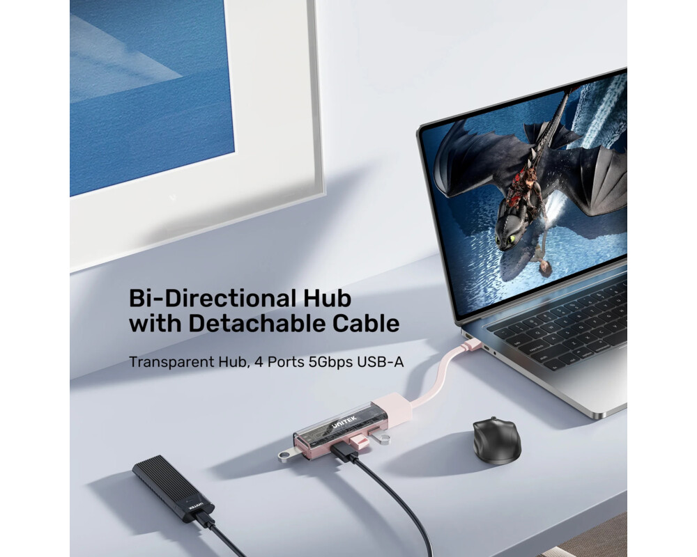 USB хъб Unitek USB-C/USB-A 3.0 HUB 4 port 6