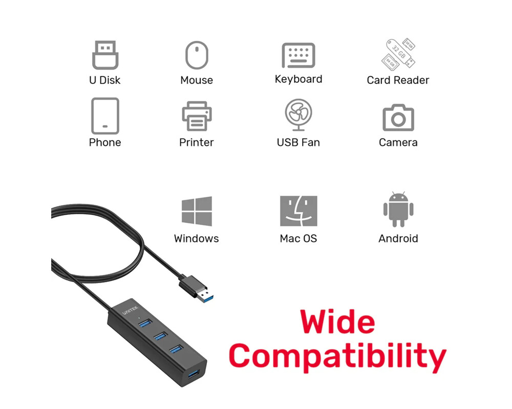 USB хъб Unitek USB3.0 HUB 4 port 9