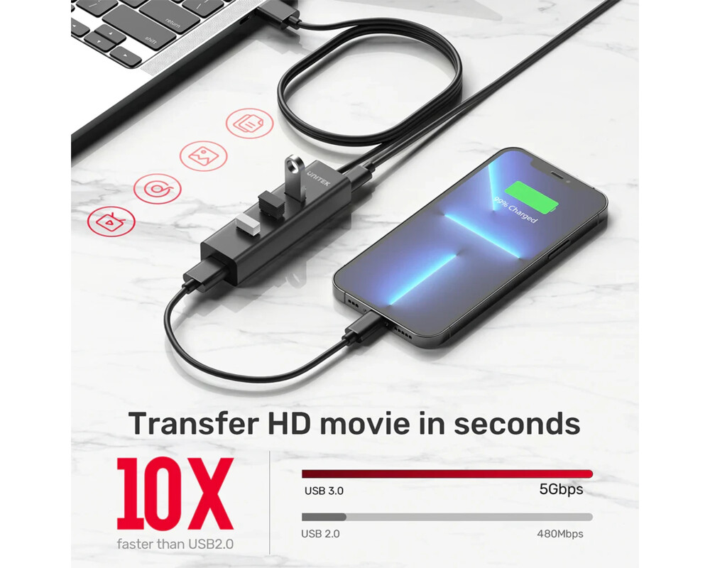 USB хъб Unitek USB3.0 HUB 4 port 6