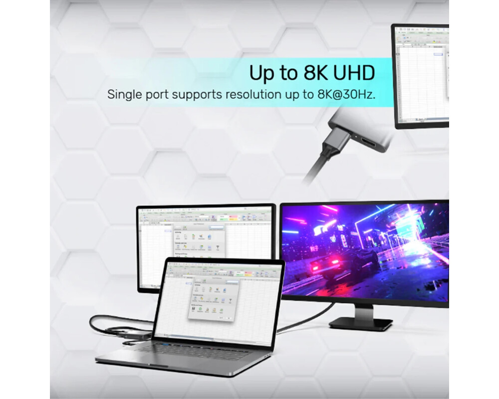 Адаптери Unitek Адаптер Adapter USB-C M to DisplayPort x 2 F - 8K@30Hz 5