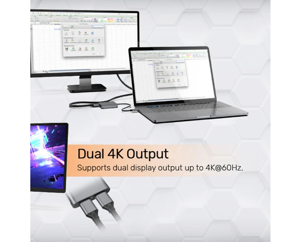 Адаптери Unitek Адаптер Adapter USB-C M to DisplayPort x 2 F - 8K@30Hz 6