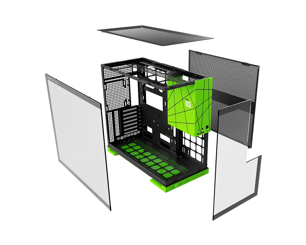 Кутия Geometric Future EATX - Model 5 Black/Green 4