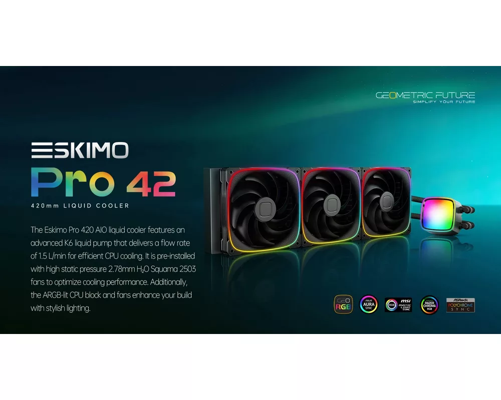 Охладител за процесор Geometric Future - Eskimo Pro 420 White - Addressable RGB 9