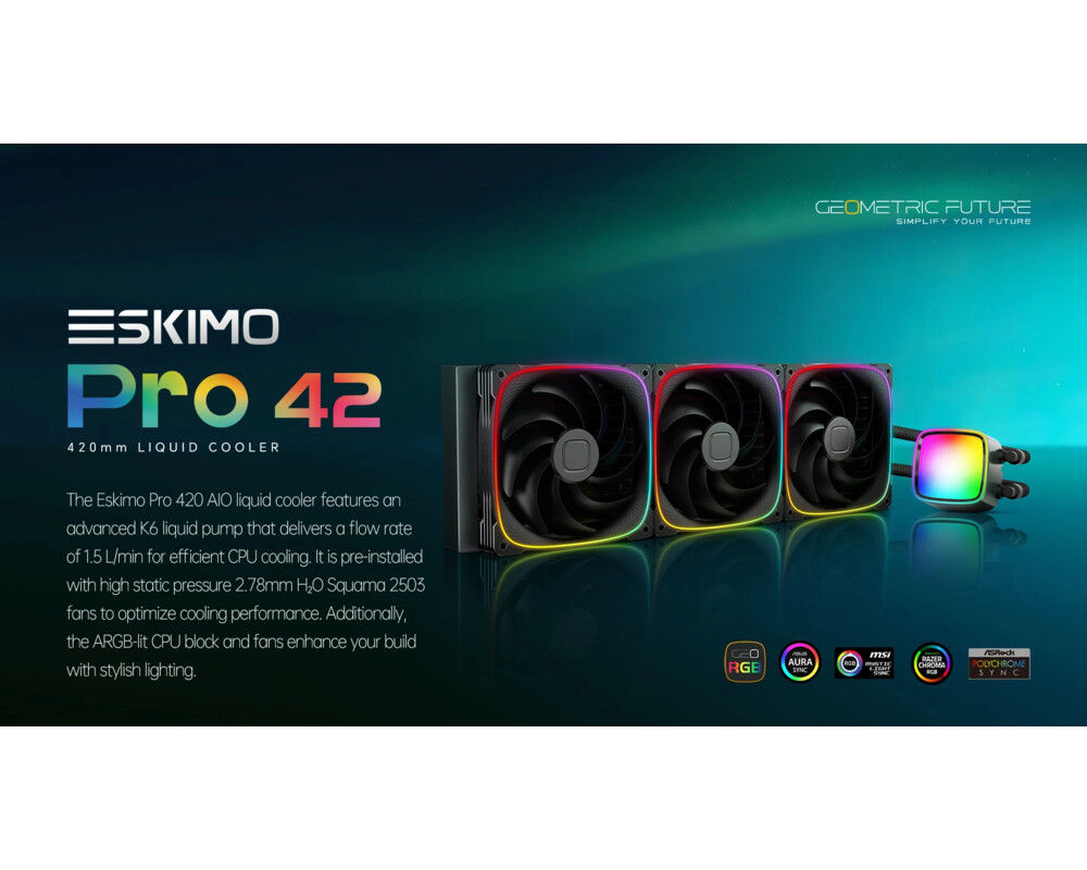 Охладител за процесор Geometric Future - Eskimo Pro 420 Black - Addressable RGB 9
