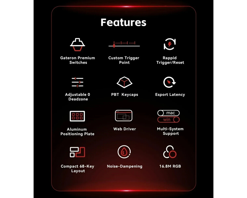 Клавиатура Madlions професионална геймърска механична клавиатура Professional Gaming Mechanical Keyboard FIRE 68 ULTRA - 8K 6