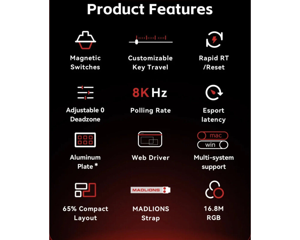 Клавиатура Madlions професионална геймърска механична клавиатура Professional Gaming Mechanical Keyboard MAD 60 HE RGB - 1K 7