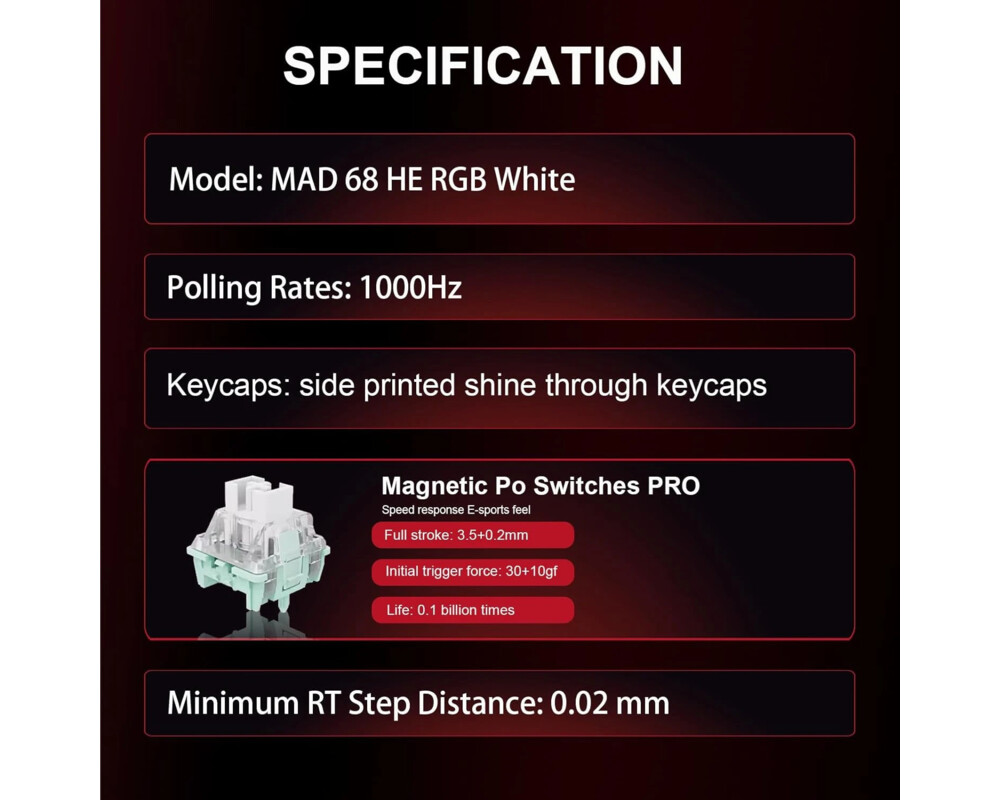 Клавиатура Madlions професионална геймърска механична клавиатура Professional Gaming Mechanical Keyboard MAD 68 HE RGB - 1K 4