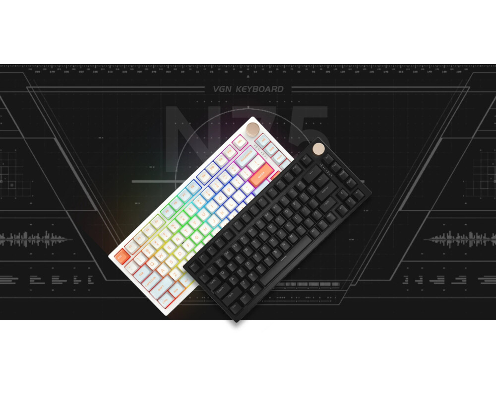 Клавиатура VGN безжична геймърска механична клавиатура Wireless Gaming Mechanical Keyboard - N75 PRO Caribbean Blue - Kailh Vaporwave Switches 2