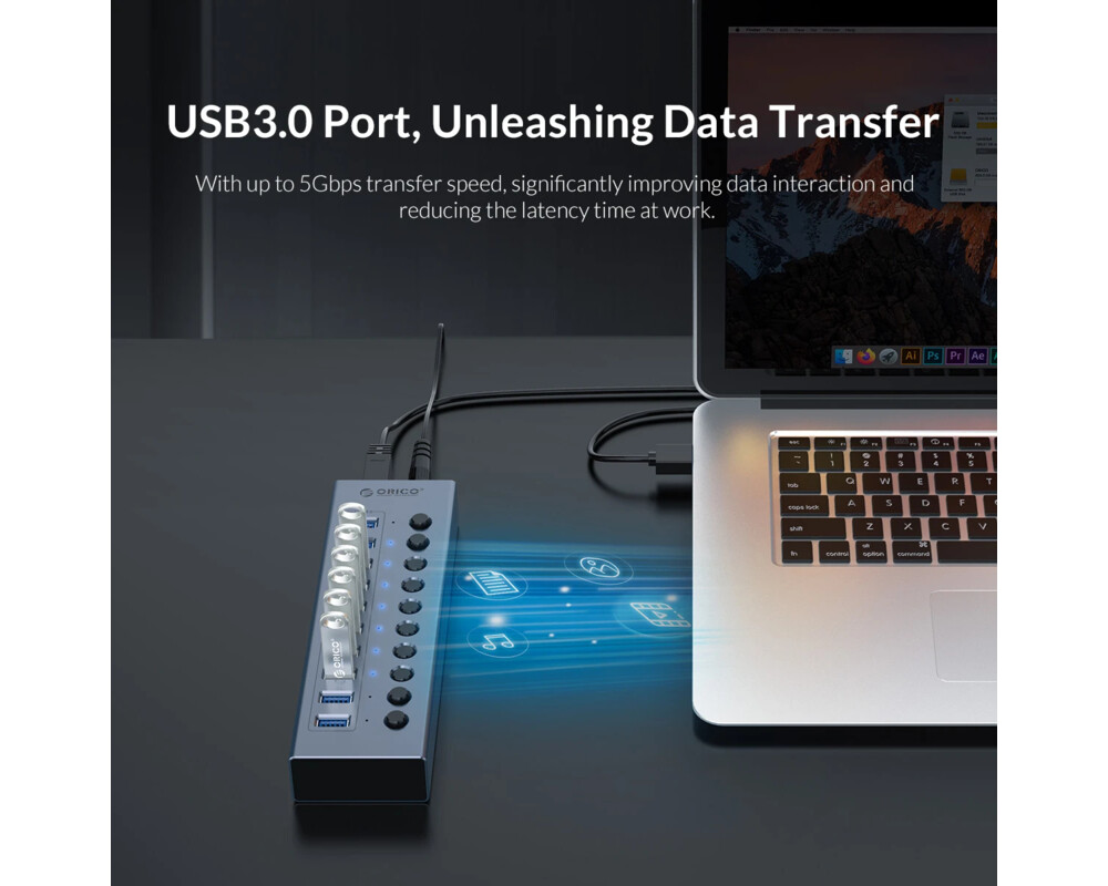 USB хъб Orico USB3.0 HUB 7 port with Power Adapter 7